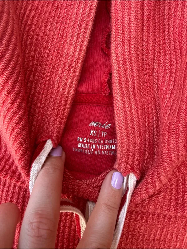 Women’s Red Hooded Ribbed Sweater aerie xs - Image 2