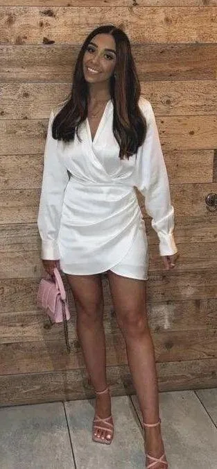 Zara Satin Effect Mini Party Coctail Date Shower Wedding Night Out Long Sleeve dress - Image 6