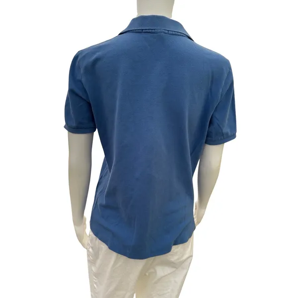 Vintage 90s Ralph Lauren Women’s Blue Polo Shirt Medium - Image 3