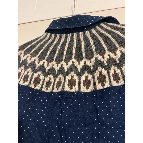 Free People Blue Polka Dot Western Button Down Festival Long Sleeve Flannel‎ Top - Image 3