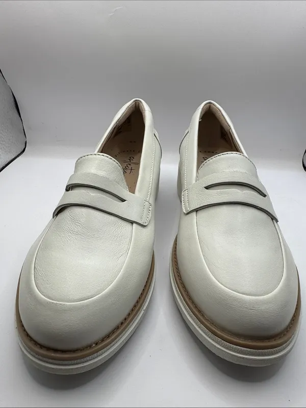 NWOB Clarks Collection Sharon Ranch White Leather Loafers Wedge Shoes Size 5 - Image 10