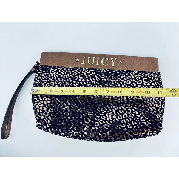 Juicy Couture‎ Metallic Novelty Clutch Wallet Purse Gold Black Cheetah Print - Image 12
