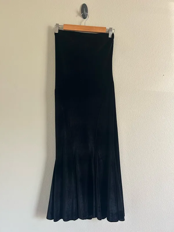 KRISA Revolve Velvet Black Strapless Mermaid Dress Small New - Image 2