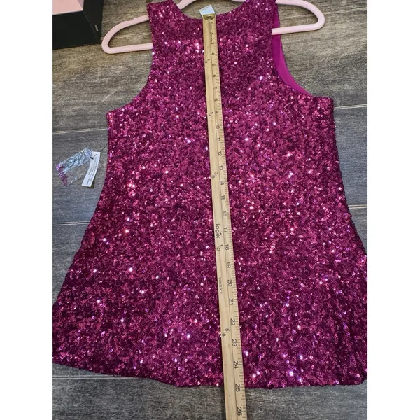 Alice + Olivia Pink Sequined Tank Top Size Medium All Over Sequin Glam - Image 10