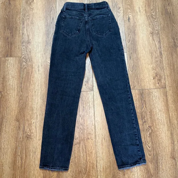 Abercrombie & Fitch Curve Love The Dad High Rise Jeans 25/0L Black Grunge Faded - Image 11