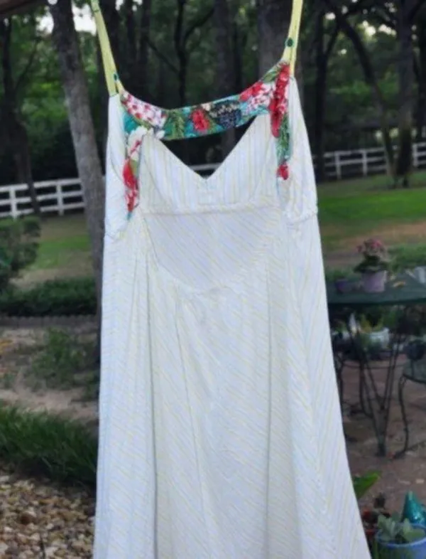 Vintage Free People halter white with green ribbon trim M - Image 7