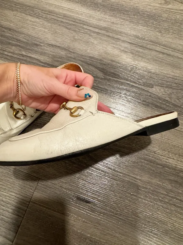 Gucci Princetown Horsebit Slipper Loafer in White Size 37.5 (7.5) - Image 8