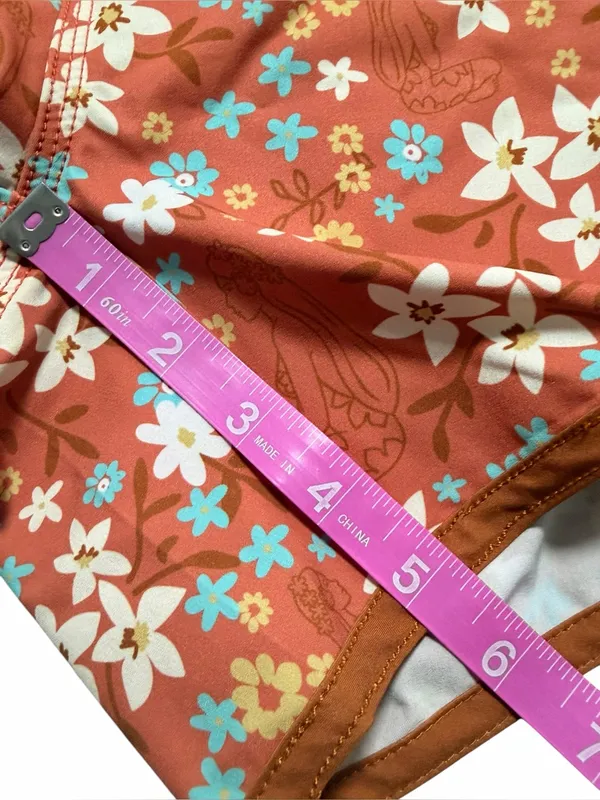 Hinano Tahiti Ladies Orange Floral Board Shorts Size Medium - Image 5