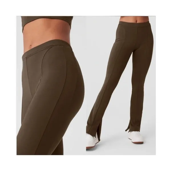 Alo High-Waist 7/8‎ Zip It Flare Legging Brown XXS - Image 2