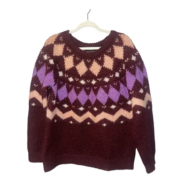 Vero Moda Womens Purple Filipa‎ Fair Isle Sweater, XL - Image 2