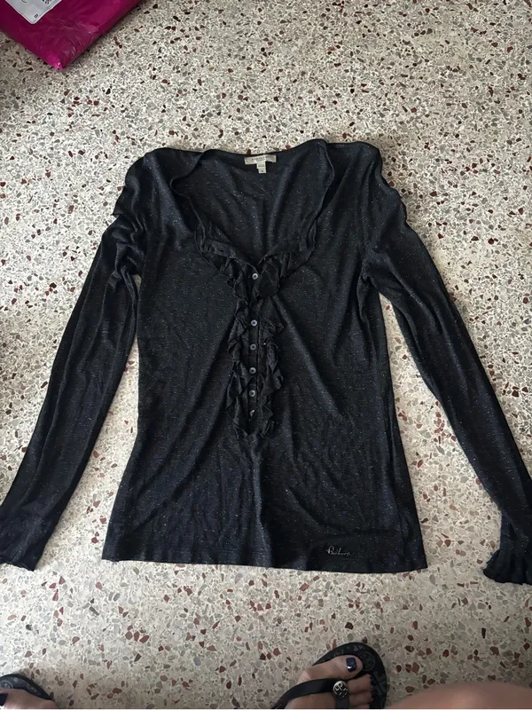 Vintage Burberry ruffle placket Henley long sleeve medium - Image 2