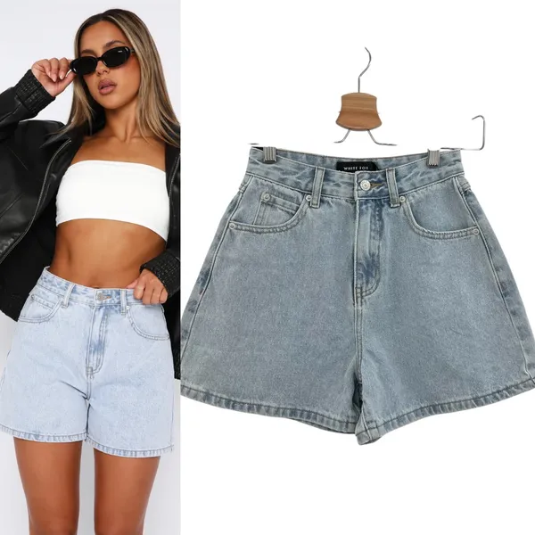 White Fox Boutique Hurt Feelings Denim Shorts Powder Blue Wash Size‎ XXS - Image 2