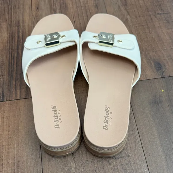 Dr. Scholl's Cream Slide Sandals with Gold Hardware - Image 10