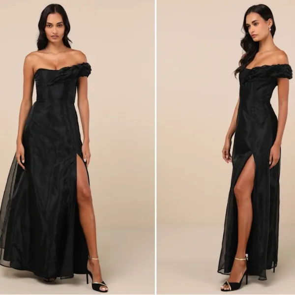 LULU's Chic Sexy Elegant Flowy Prom Wedding Sophisticated One Shoulder Maxi - Image 2