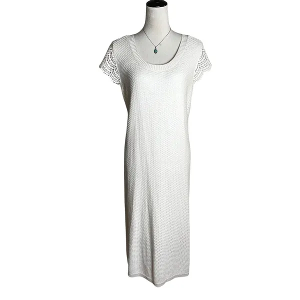 Lane‎ Bryant Birch Cream Crochet Knit Midi Dress Plus 22/24 Boho Chic Minimalist - Image 3