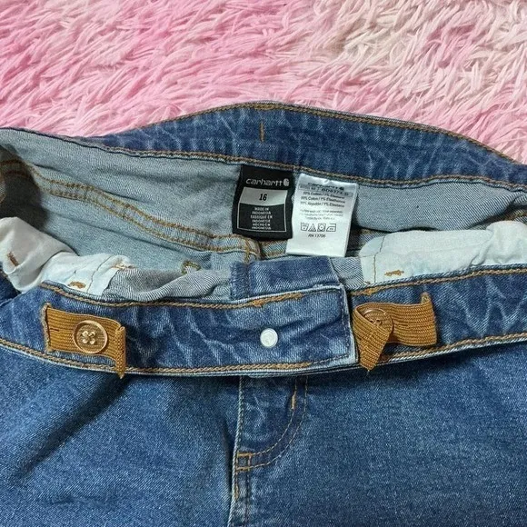 Carhartt Womens Bootcut Jeans Blue Denim Mid Rise BD8374-B Gorpcore‎ Size 16 - Image 5