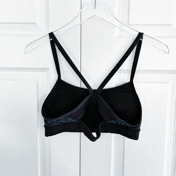 Lululemon Rise and Run Bra Mini Trax Deep Green Black Racerback Sports Bra - Image 4