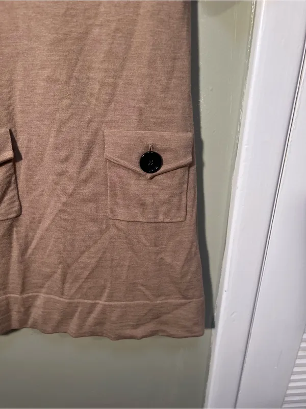 Banana Republic Women’s Size Small Short Sleeve Sweater Dress Tan Brown Buttons - Image 5