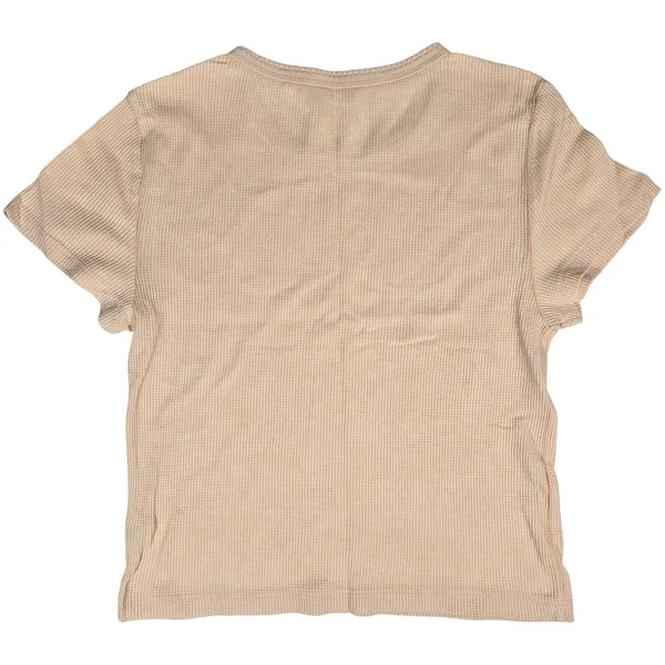 Aerie Womens Waffle Knit Crop Top Tee Peach Oversized M‎ NWT - Image 2