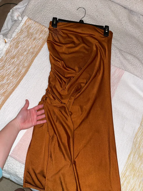MIDI Skirt Brown Size L - Image 9