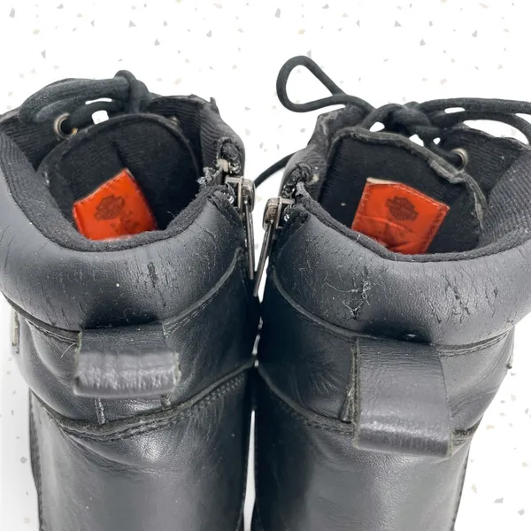Harley-Davidson Black Leather Biker Boots Lace Up Side Zipper 84051 Heavy Duty 9 - Image 11