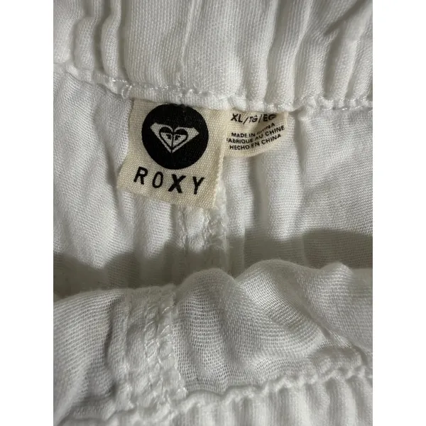 Roxy Womens White Cotton Gauze Shorts XL Elastic lllWaist Braided Drawstring - Image 2