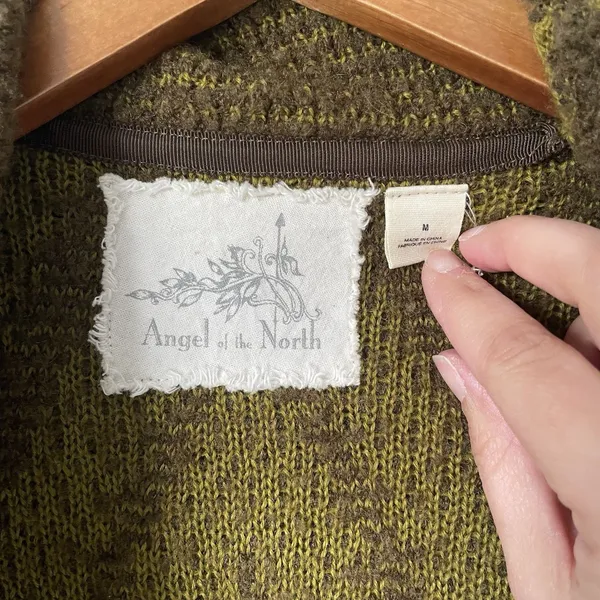 Anthropologie Angel of the North Equinox Wool Blend Cardigan Sweater Green Med. - Image 7