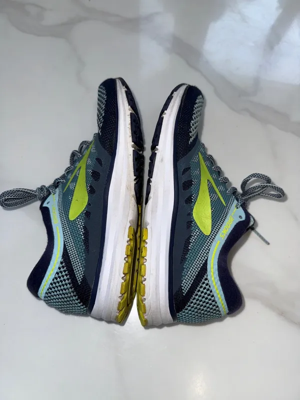 Brooks Men's Athletic Running Shoes - Navy and Lime Green - Image 10