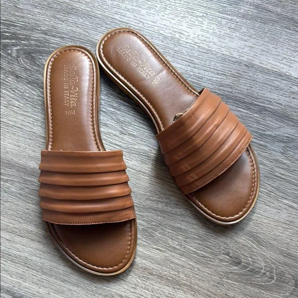 Bella Vita Brown Leather Slide Sandals 10M - Image 5