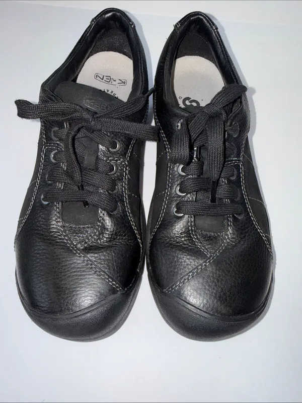 Keen Men's Black Leather Lace-Up Casual Sneakers - Image 7