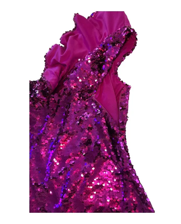 Sequin Ruffle One-Shoulder Sheath Dress - Image 6