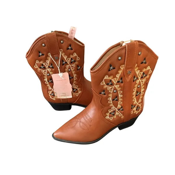 Sam & Libby Cowboy Boots Womens Size 9 Brown Western Embroidered Studded NWT - Image 5