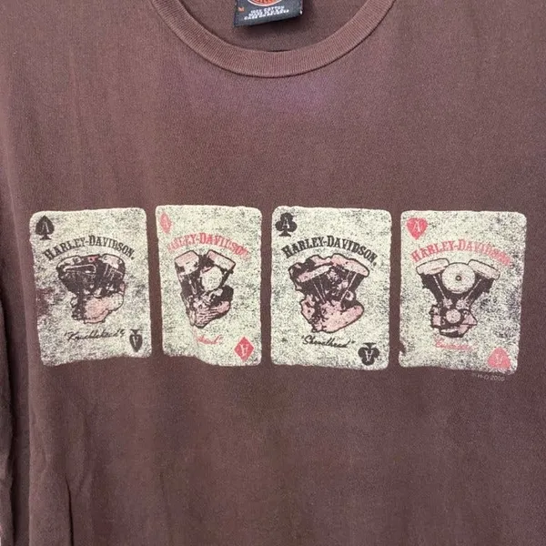 Harley Davidson Poker Brown Graphic Tee Shirt Size Medium Gainesville Florida - Image 2