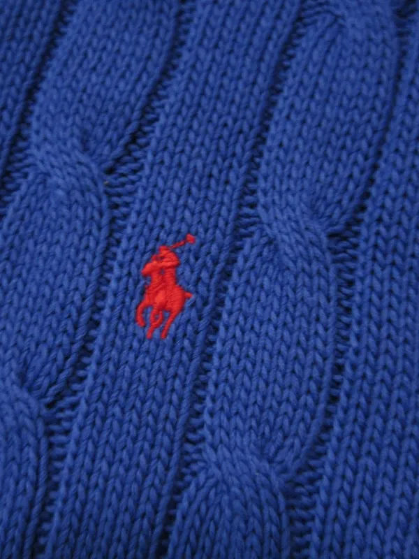 NWT Polo Ralph Lauren Cable-Knit Pima Cotton Crew Neck in Blue Sweater L - Image 3
