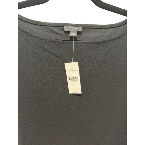 Ann Taylor Factory Black Flutter Sleeve Boat Neck Blouse Top Womens L - Image 2