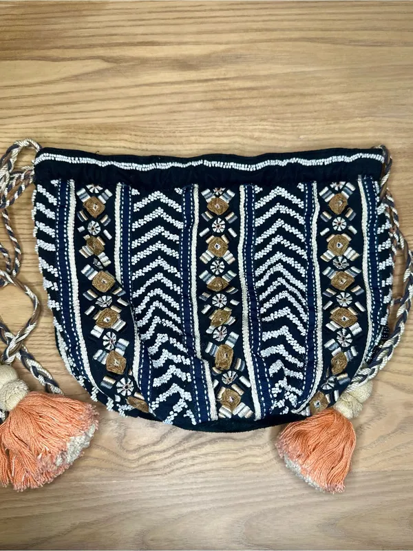 Anthropologie Jasper & Jeera Festival Beaded Embroidered Bucket Bag Crossbody - Image 10