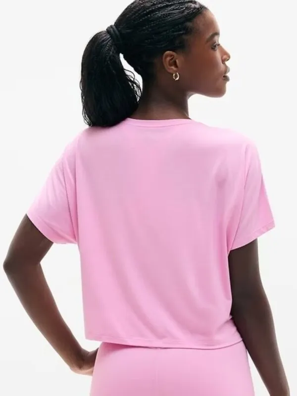 New Athleta L With Ease Crop Tee Waterlilly Pink Large Regular Short Sleeve - Image 3