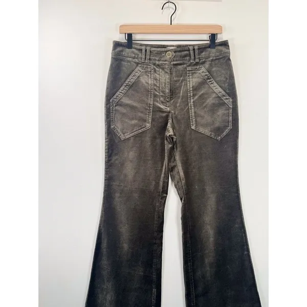 Anthropologie Maeve Womens Pants Gray Velvet Bootcut Stretch High Rise Size 6 - Image 6