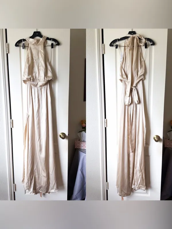 Reformation Alani Silk Halter Maxi Dress Backless Wedding‎ Ivory Size 6 NWT - Image 3