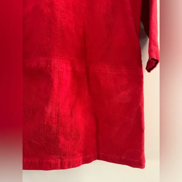 Tuckernuck Clifton Vneck Dress Casual Corduroy Classic Red Pink Long Sleeve M - Image 3