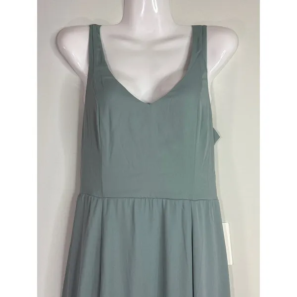 Show Me Your Mumu Jenn Maxi Dress in Silver Sage Crisp Blue‎ V Neck| XL | NWT - Image 3