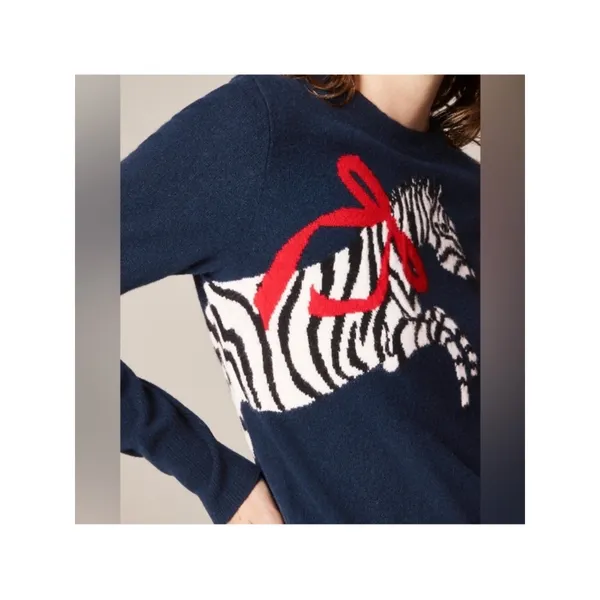 J.Crew Cashmere classic-fit crewneck sweater in zebra intarsia CO586 - Image 3