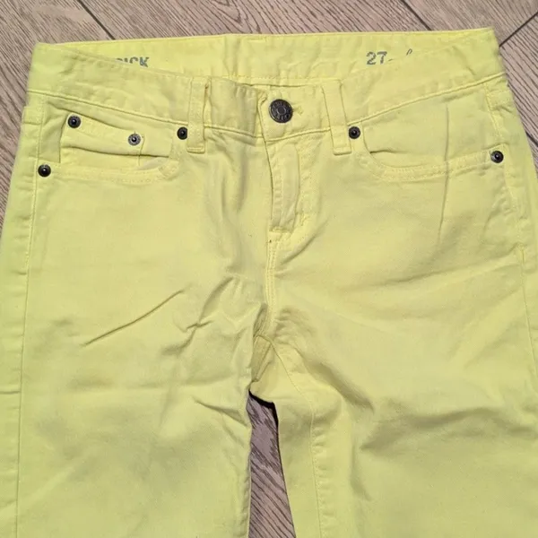 J.Crew‎ Toothpick Jeans Womens 27 Ankle Lemon Yellow Skinny Straight - Image 2