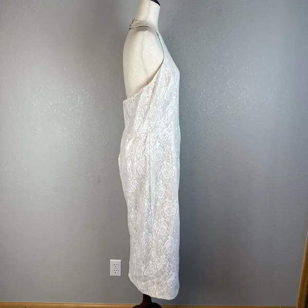 Dress The Population Cassie Halter Midi Dress Size XL White Floral‎ Lace Sequin - Image 7