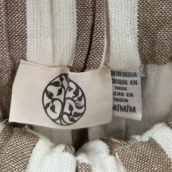 Women's Striped Cotton Paperbag Waist Blend Pants Medium Neutral Minimalist‎ - Image 6