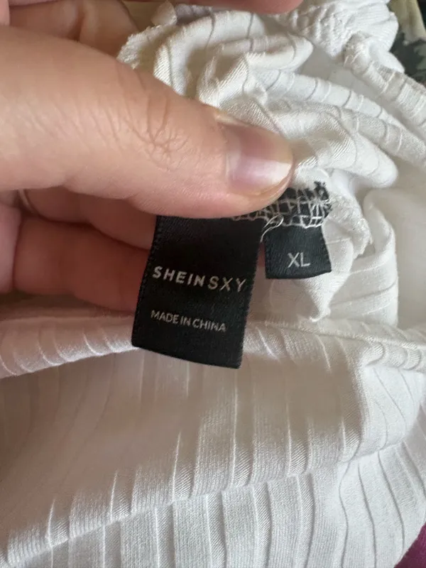 SHEIN Cream Off-Shoulder Long Sleeve Ribbed Top - Image 4