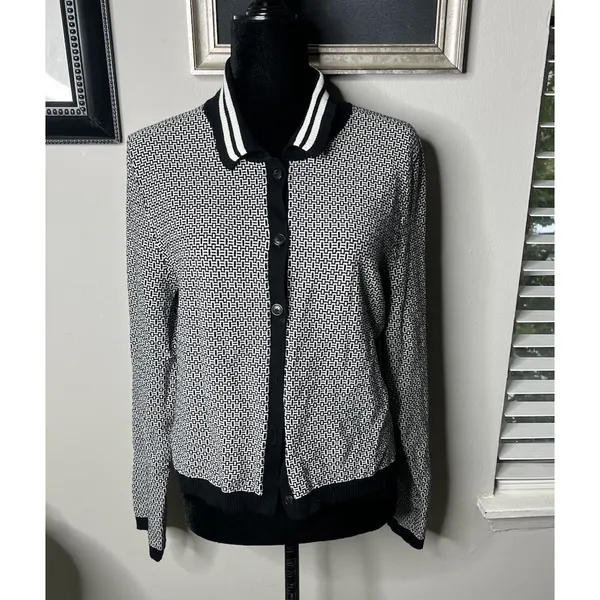 Maeve 'Plunging' Black Long-Sleeve Polo Cardigan Size X-Large - Image 3