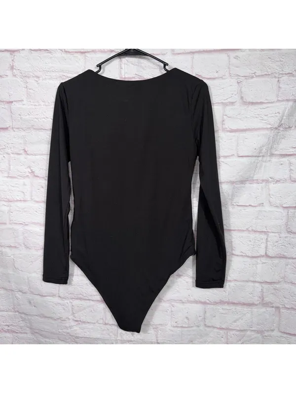 REORIA Medium Black Long Sleeve Bodysuit - Image 5