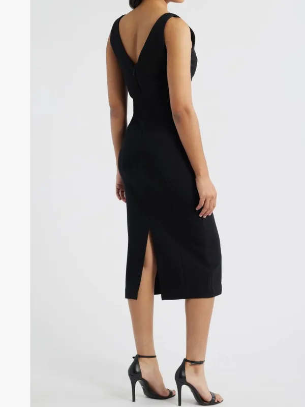 Spanx NWT $178 SPANXshape Ponte V-Neck Sleeveless Midi Dress Black Medium - Image 3