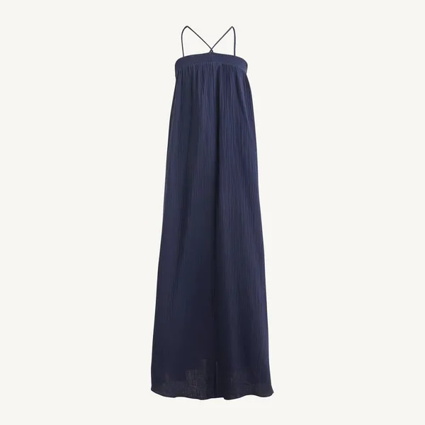 J. Crew Women Cotton Gauze Maxi Dress XL‎ Blue Resort Vacation Boho Beach Resort - Image 3